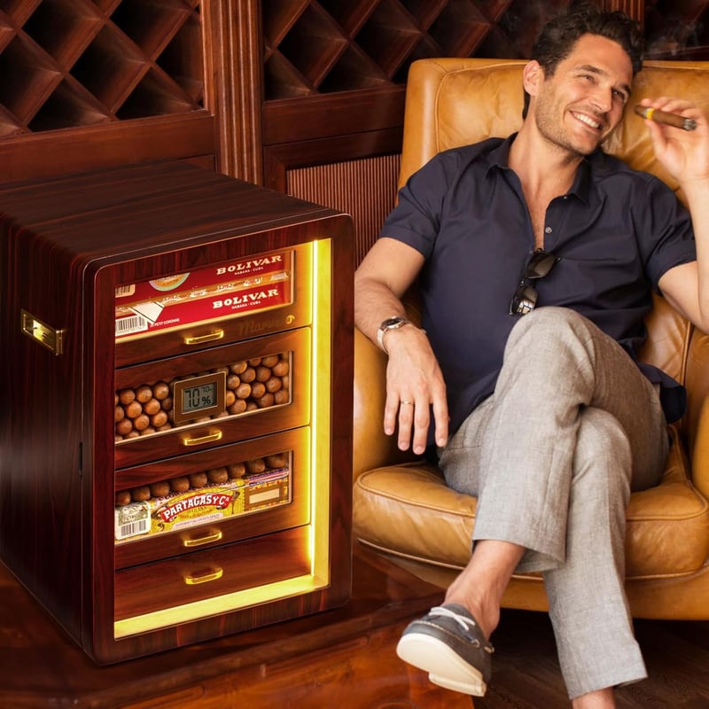 Humidor Cabinet with Hygrometer for Men