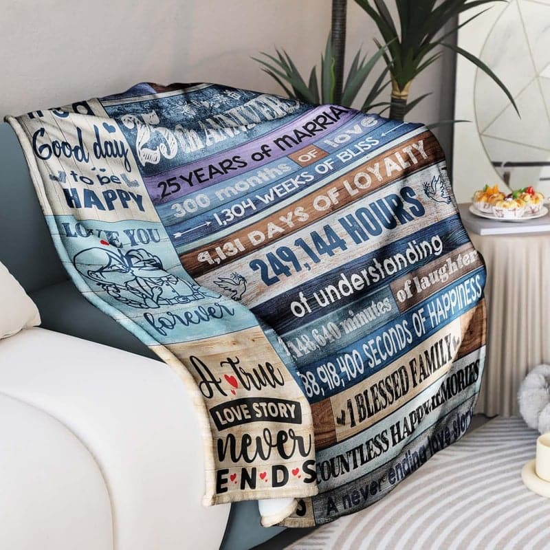 25th Anniversary Custom Blanket - Silver Wedding Gift, 60