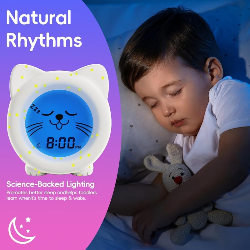 Kids Sleep Trainer Clock with Night Light, Rechargeable