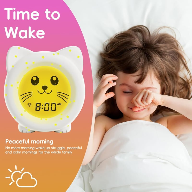 Kids Sleep Trainer Clock with Night Light, Rechargeable