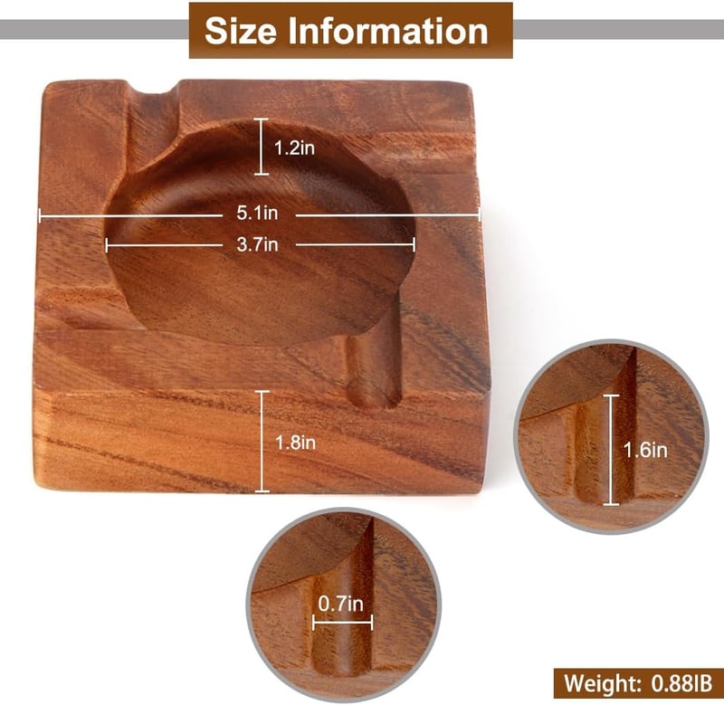 Wooden Cigar Ashtray with 4 Slots
