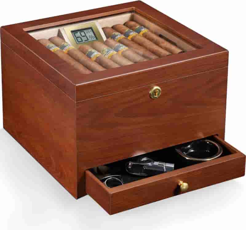 Cigar Lovers Humidor with Lock & Cedar Drawer