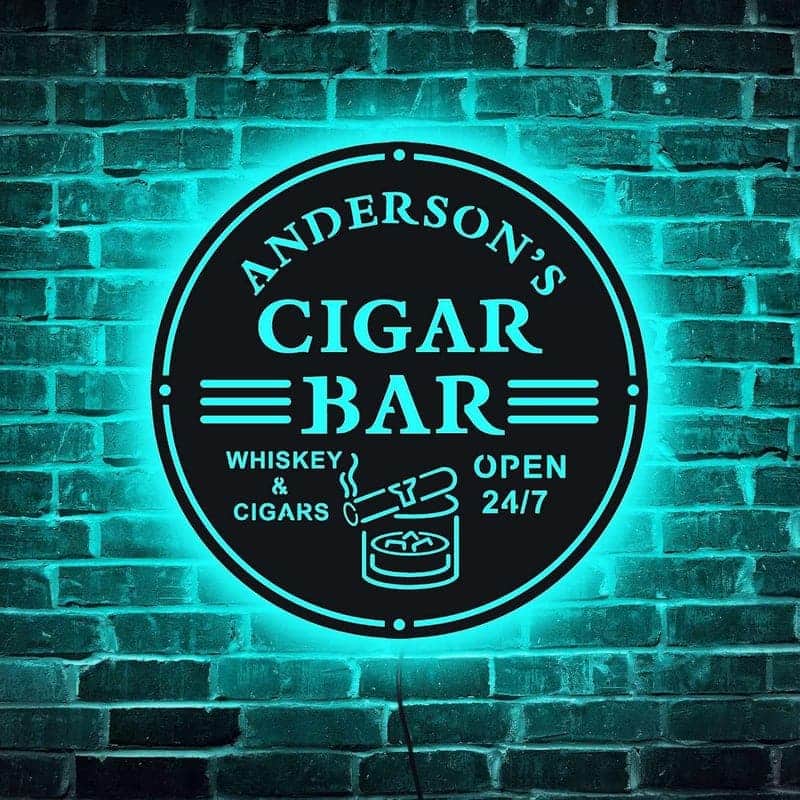 Custom Cigar Bar LED Neon Sign - Personalized for Man Cave