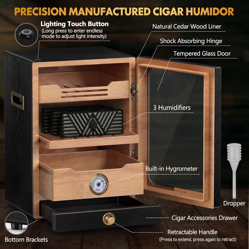 Father's Day Cigar Humidor with Cedar Shelves
