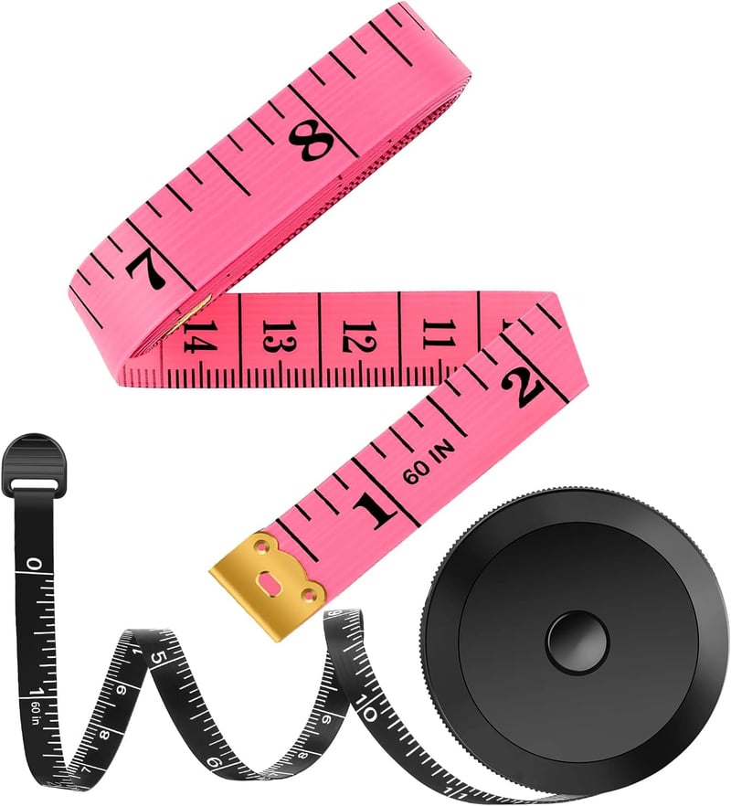 Tape Measure Set, 60-Inch Retractable & Soft, Pink/Black