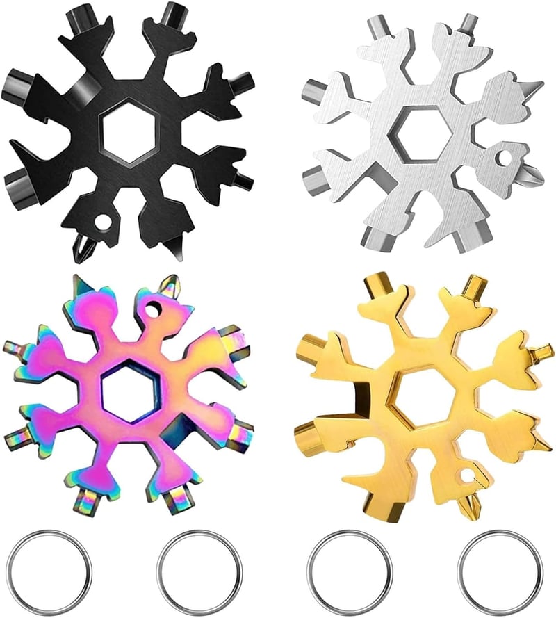 18-in-1 Stainless Steel Snowflake Multitool Keychain