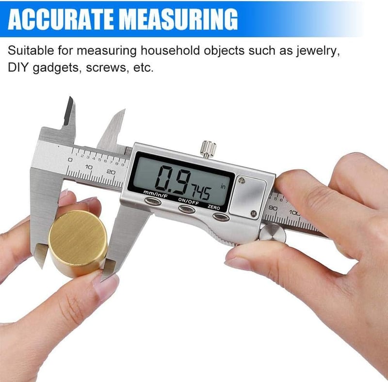 Digital Caliper Tool, 6-Inch Stainless Steel LCD