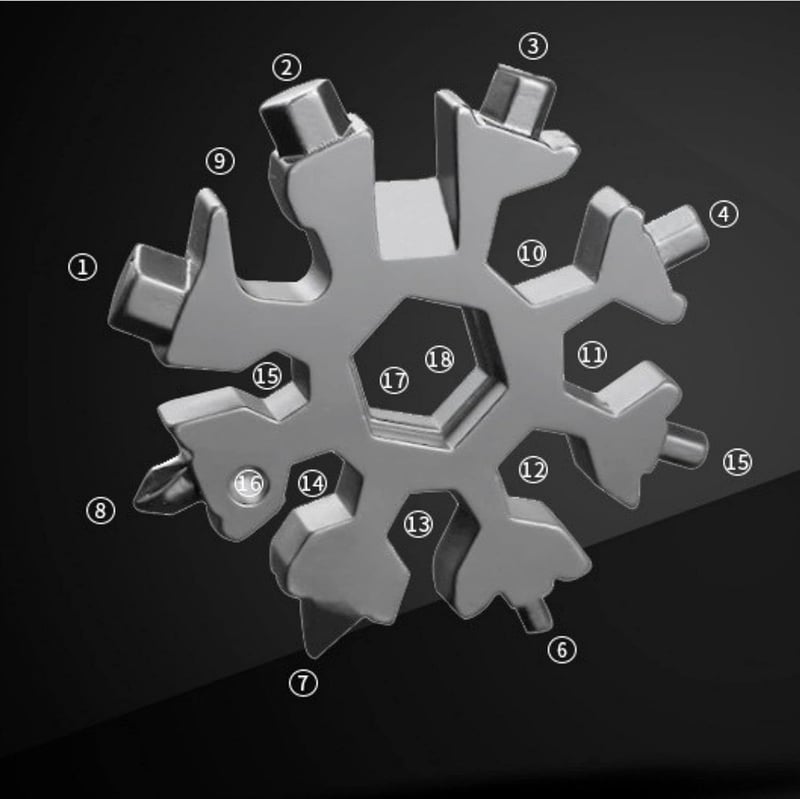 18-in-1 Snowflake Multitool Set, Stainless Steel