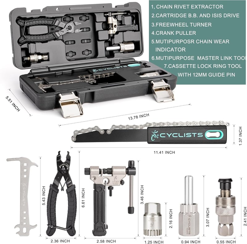 Bike Tool Kit with Storage Case – 7 Piece Set