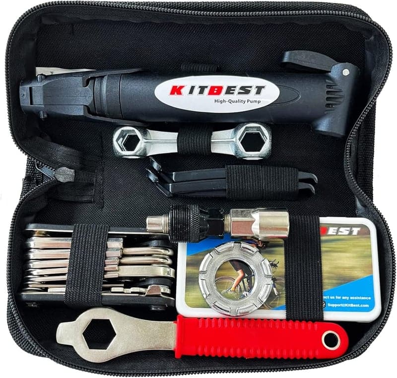 Portable Bike Repair Kit with Tire Pump and Tools