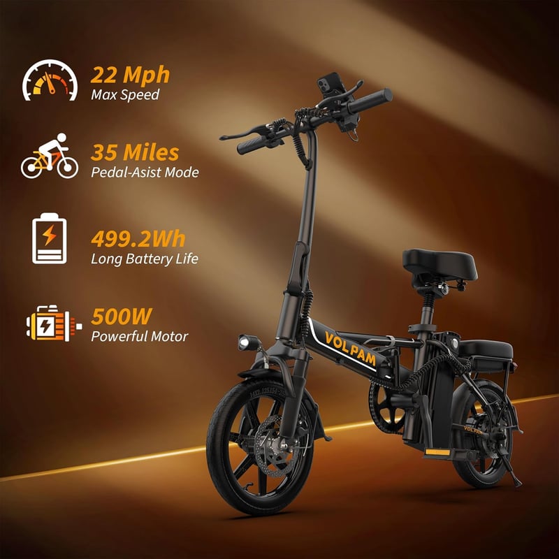 Foldable Electric Commuter Bike 500W, 48V, 35 Miles