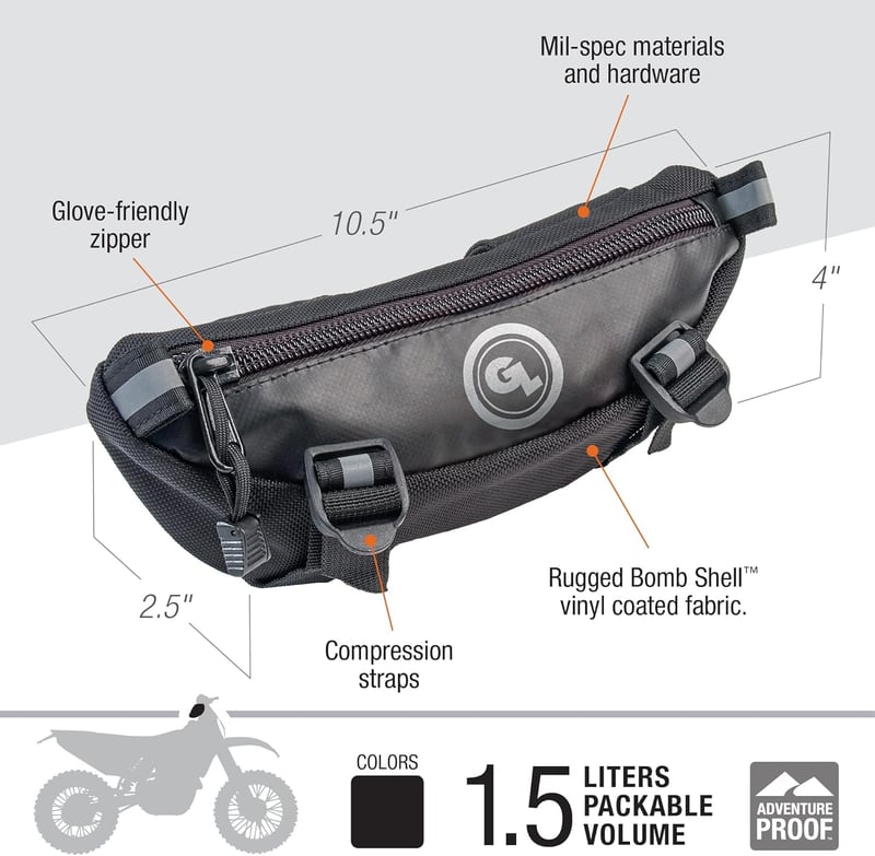 Motorbike Handlebar Bag, 1.5L Black Pouch