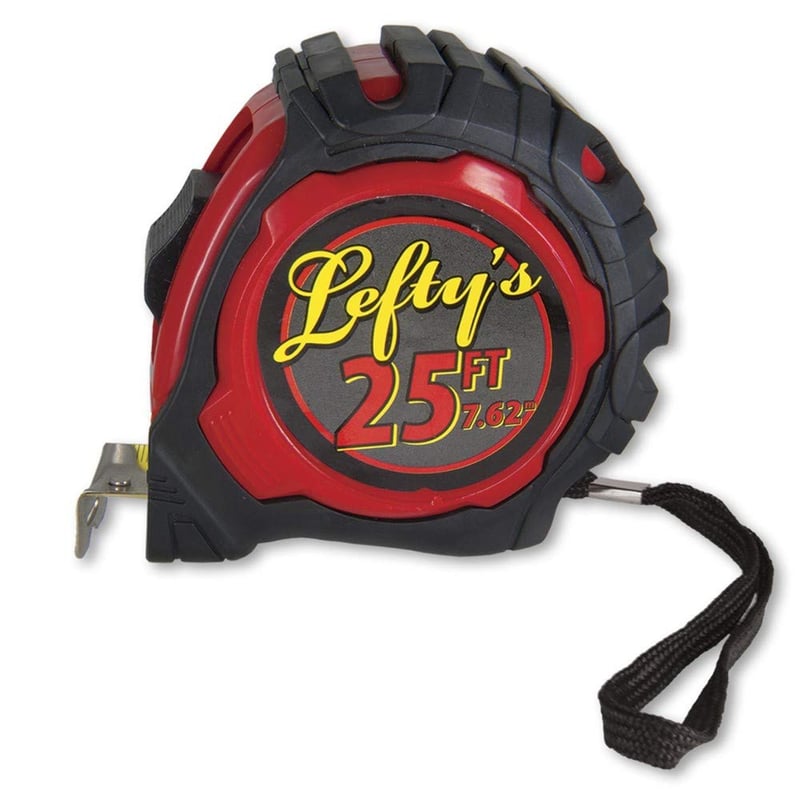 Left-Handed 25' Tape Measure with Rubber Guard