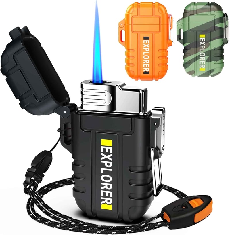 Butane Torch Lighter, Windproof Refillable, Black