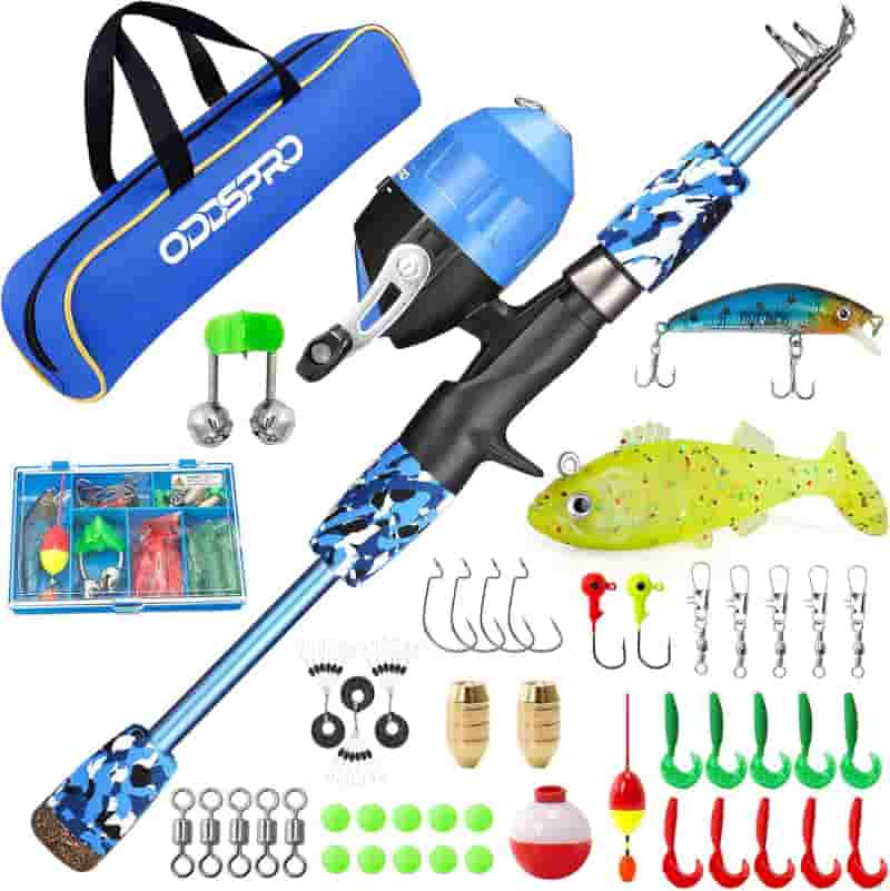 Kids' Pink Telescopic Fishing Rod Kit with Reel & Tackle Box