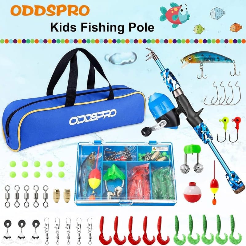 Kids' Pink Telescopic Fishing Rod Kit with Reel & Tackle Box