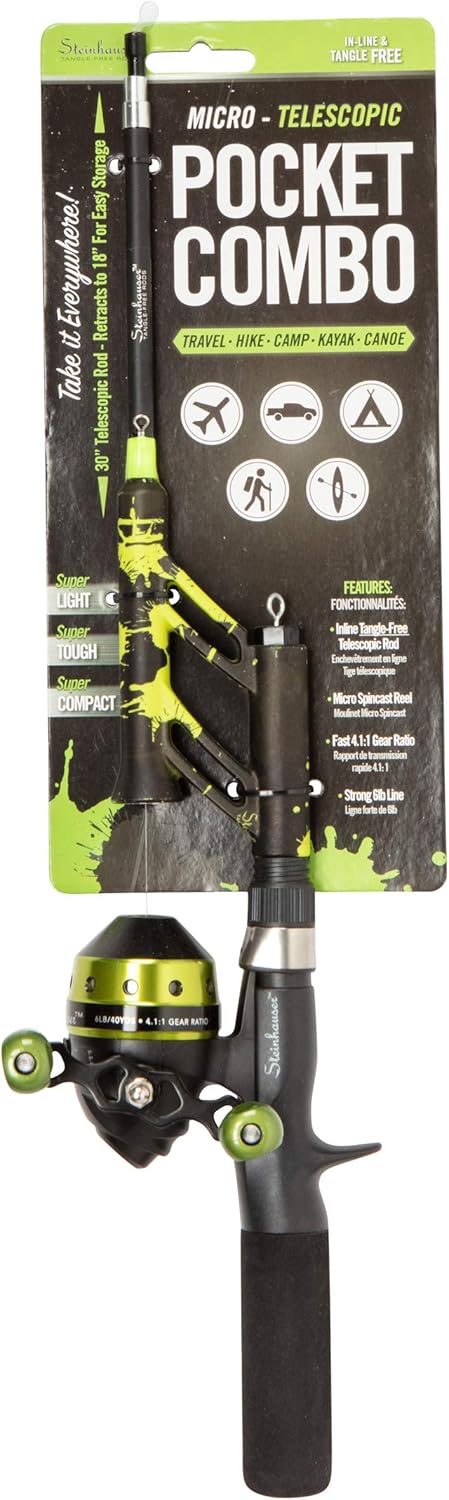 Micro Series Tangle-Free Green Telescopic Fishing Rod Combo