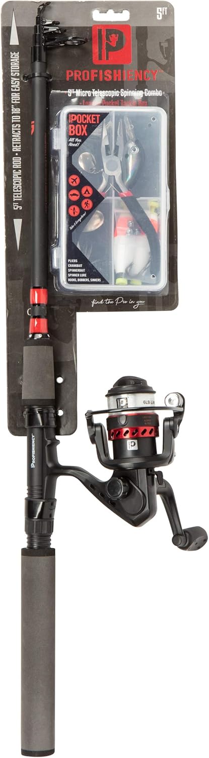 Telescopic Travel Fishing Rod & Reel Combo with Tackle Box