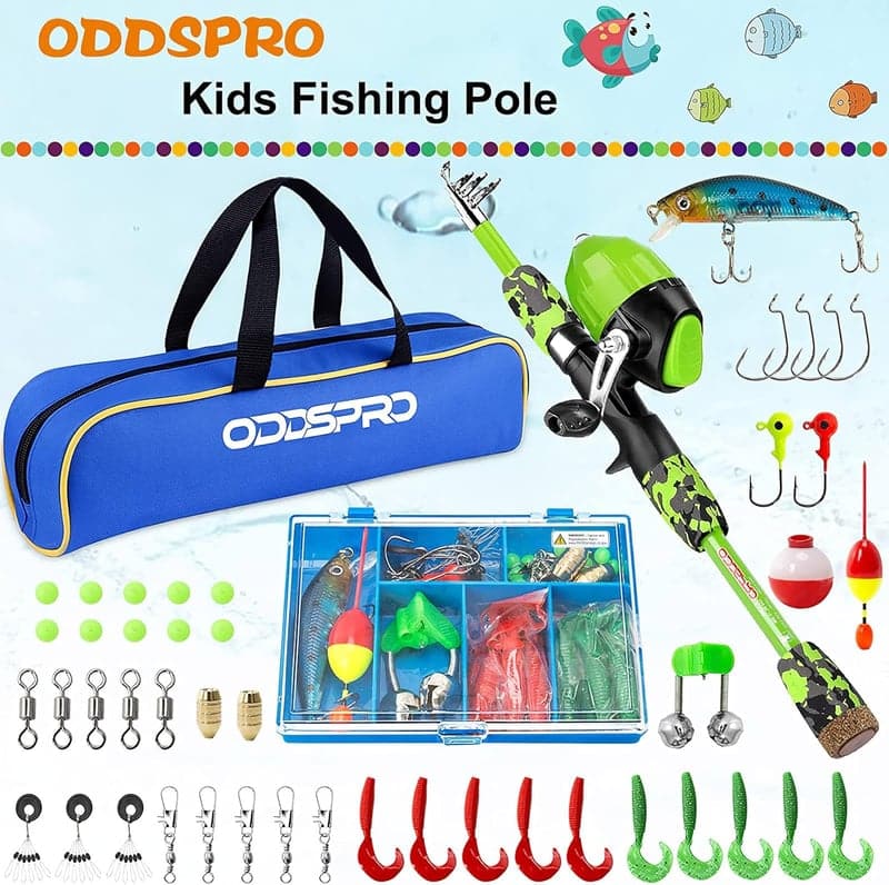Kids' Pink Telescopic Fishing Rod & Reel Kit with Tackle Box