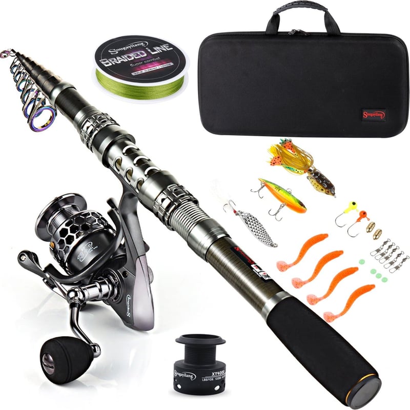 Travel Fishing Rod & Reel Combo with Bag