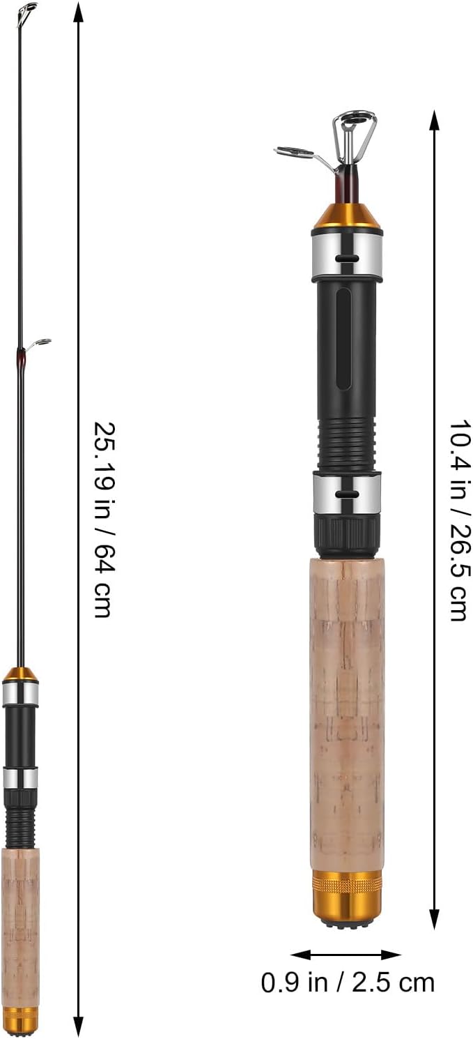 Pocket Carbon Ice Fishing Rod - Cork Handle, 25.6