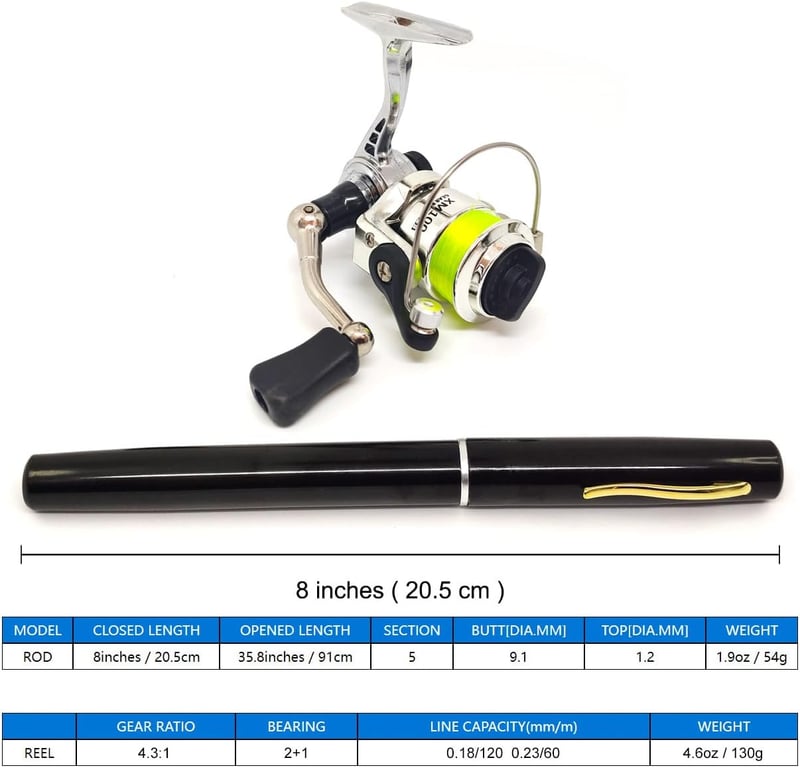 Mini Telescopic Fishing Rod & Reel Set - Portable 38