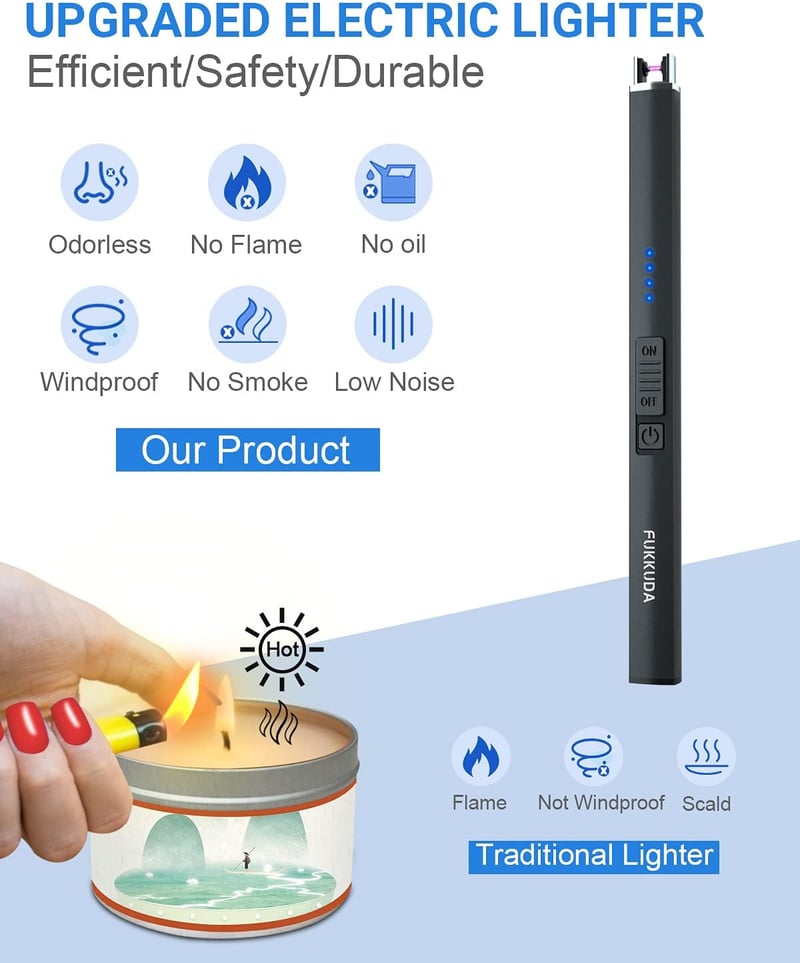 Easter Electric Candle Lighter, USB Rechargeable, Black