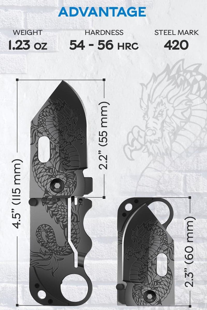 Birthday Gift Folding Pocket Knife with Dragon Engraving