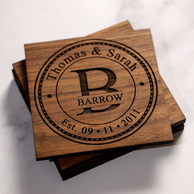 Anniversary Wooden Coasters – Personalized & Handmade in USA