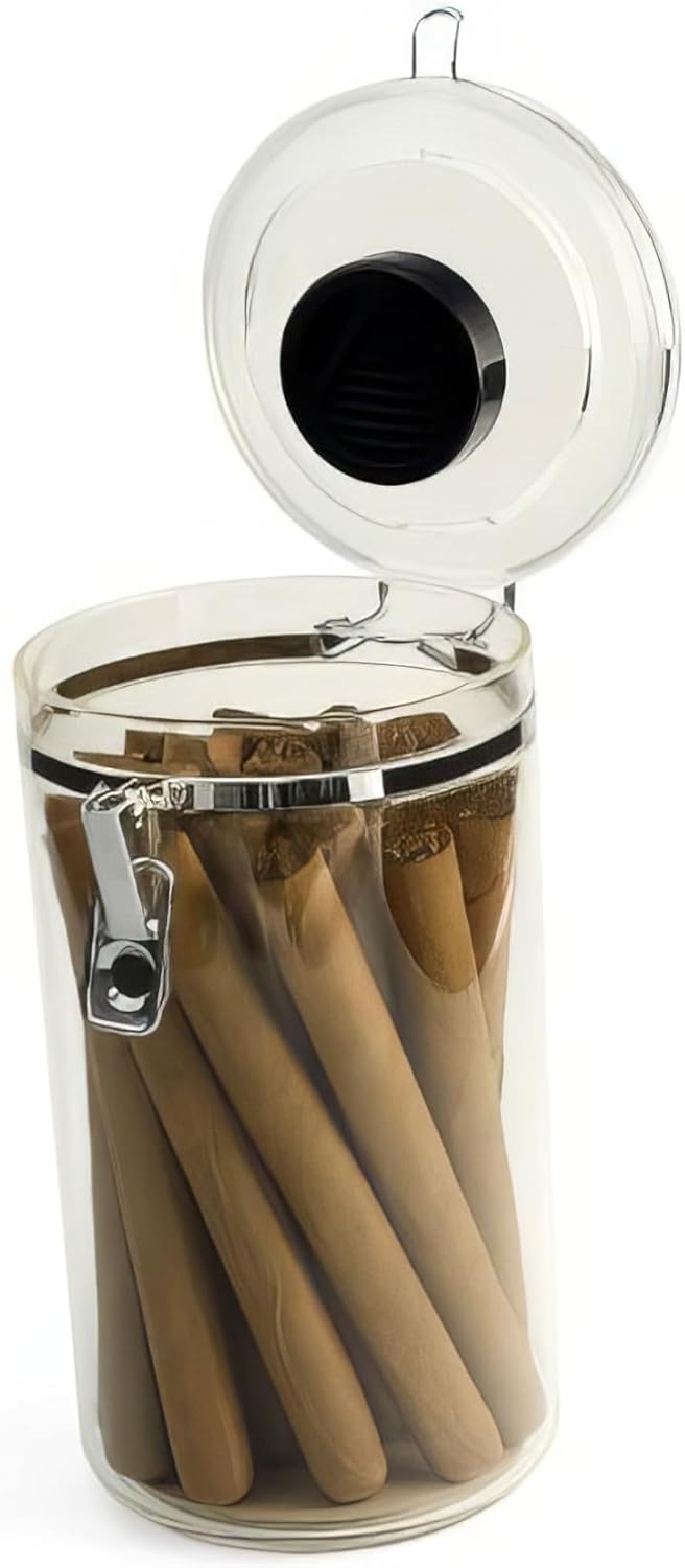 25-Count Acrylic Humidor Jar with Humidifier & Cedar Base