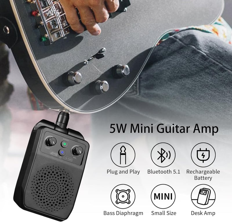 Bluetooth Rechargeable Guitar Amp, 5W Mini with 4 Effects