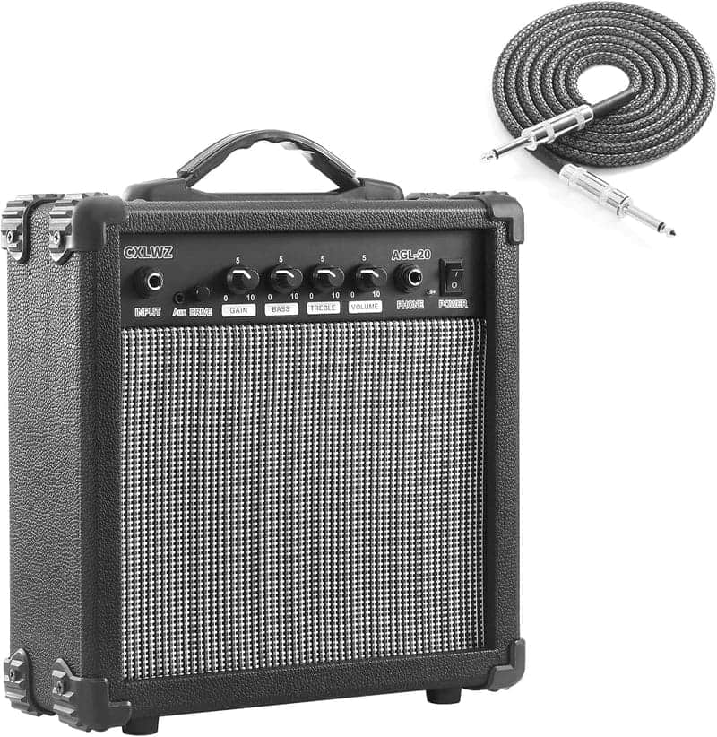 Portable 20W Guitar Amp with Headphone Input & Cable (Black)