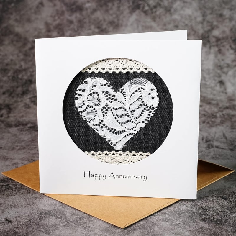 13th Anniversary Handmade Lace Card for Couples