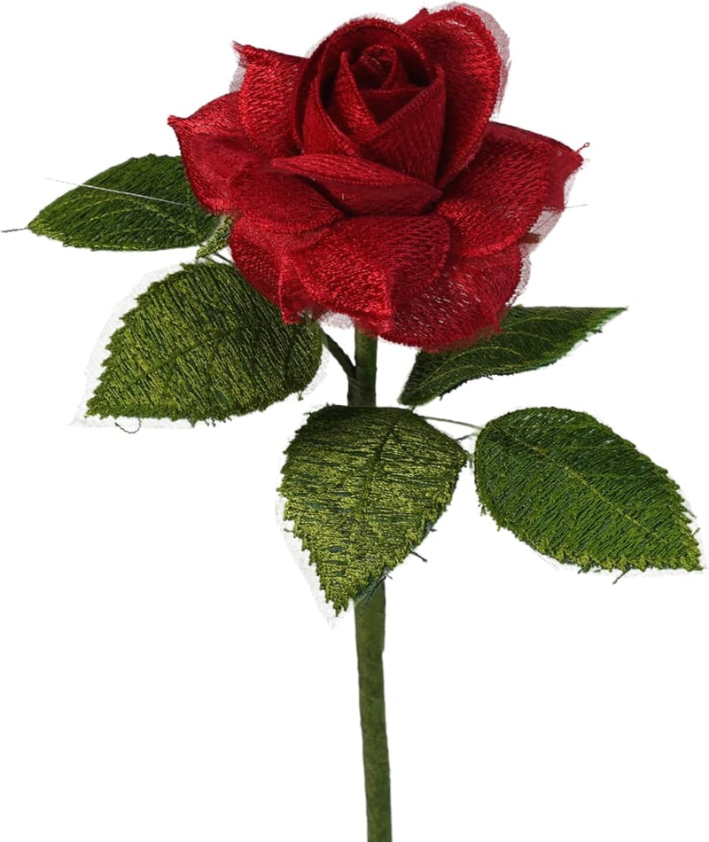 13th Anniversary Lace Rose Gift - Handmade for Couples