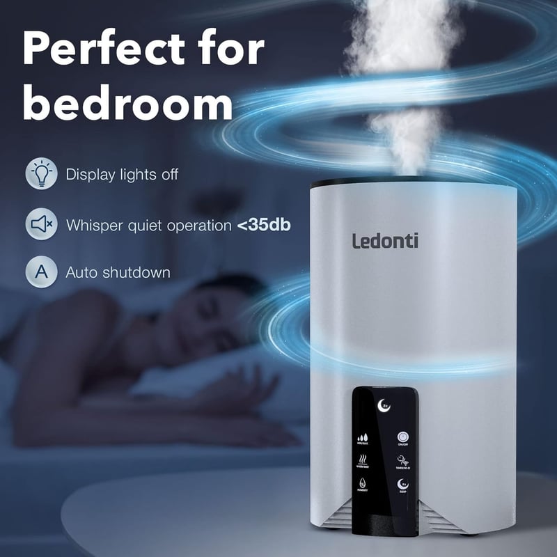 Smart Dual Mist Humidifier: 4L Top-Fill for Large Rooms