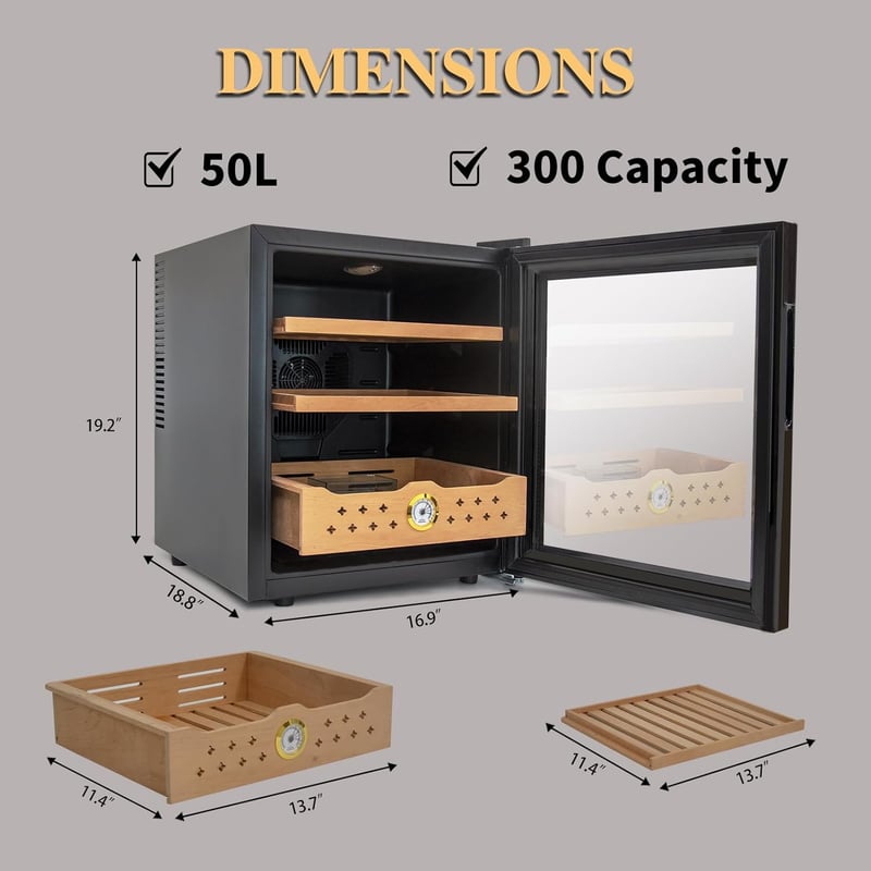 Electric Humidor Fridge with Cedar Shelves & Hygrometer