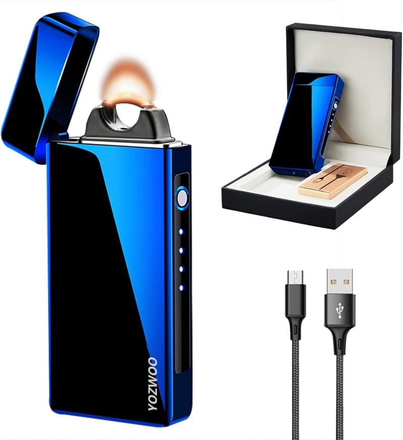 Gift Box USB Rechargeable Plasma Lighter, Ice Blue