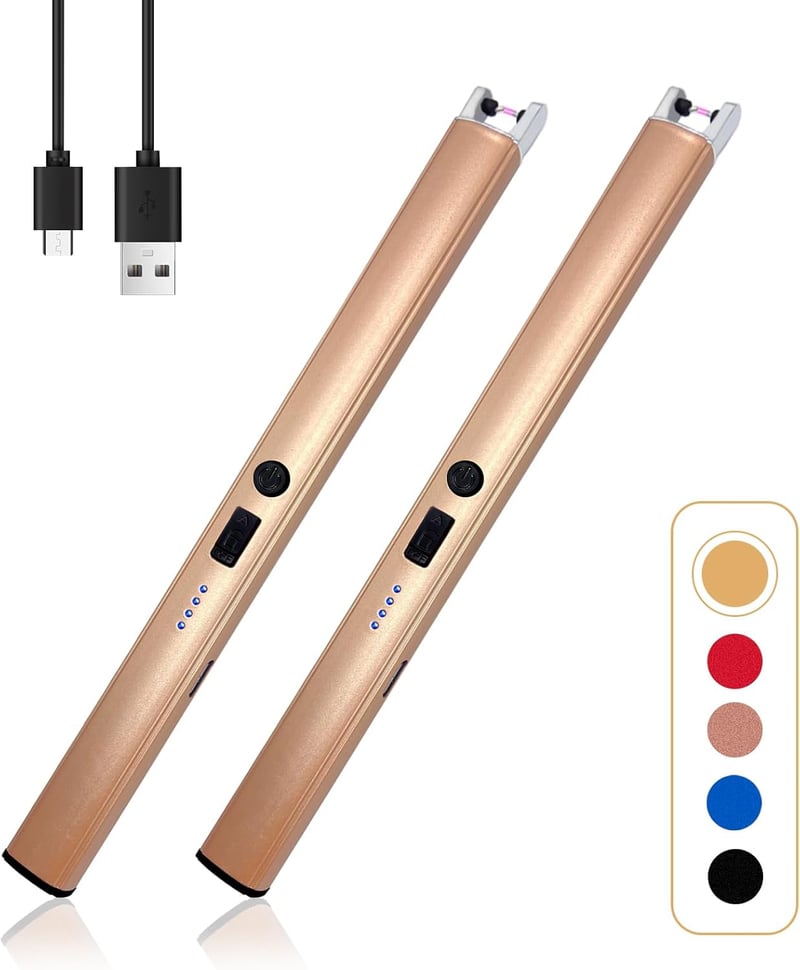 Birthday Candle Lighter Set, USB Rechargeable, Champagne Gold