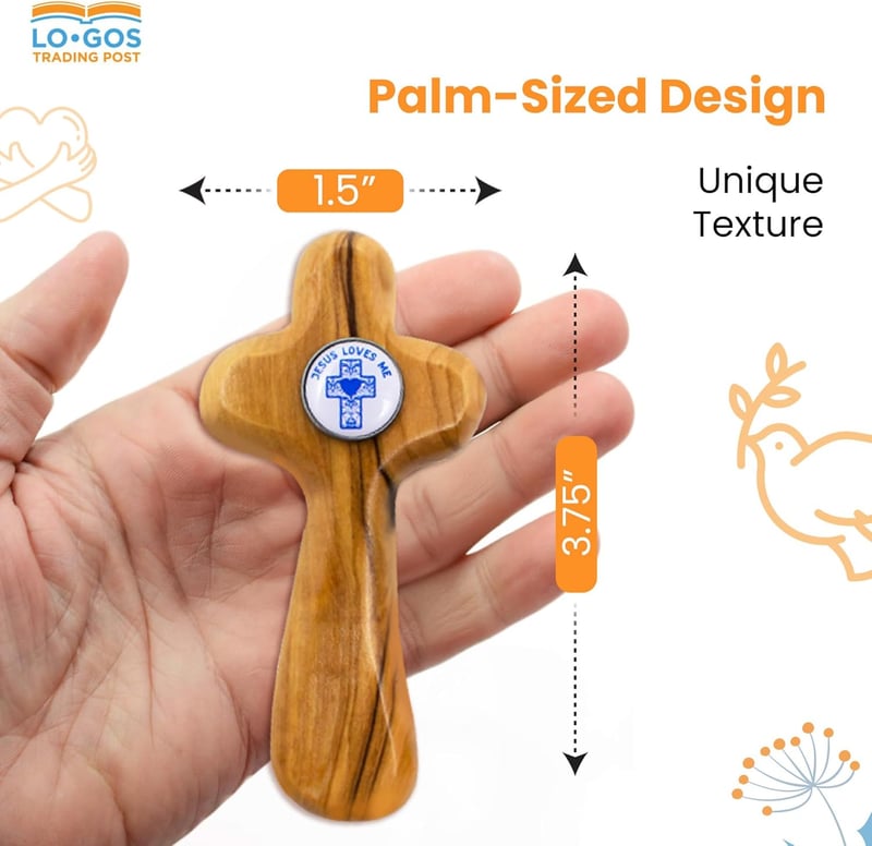 Boys' Baptism Olive Wood Cross with Certificate