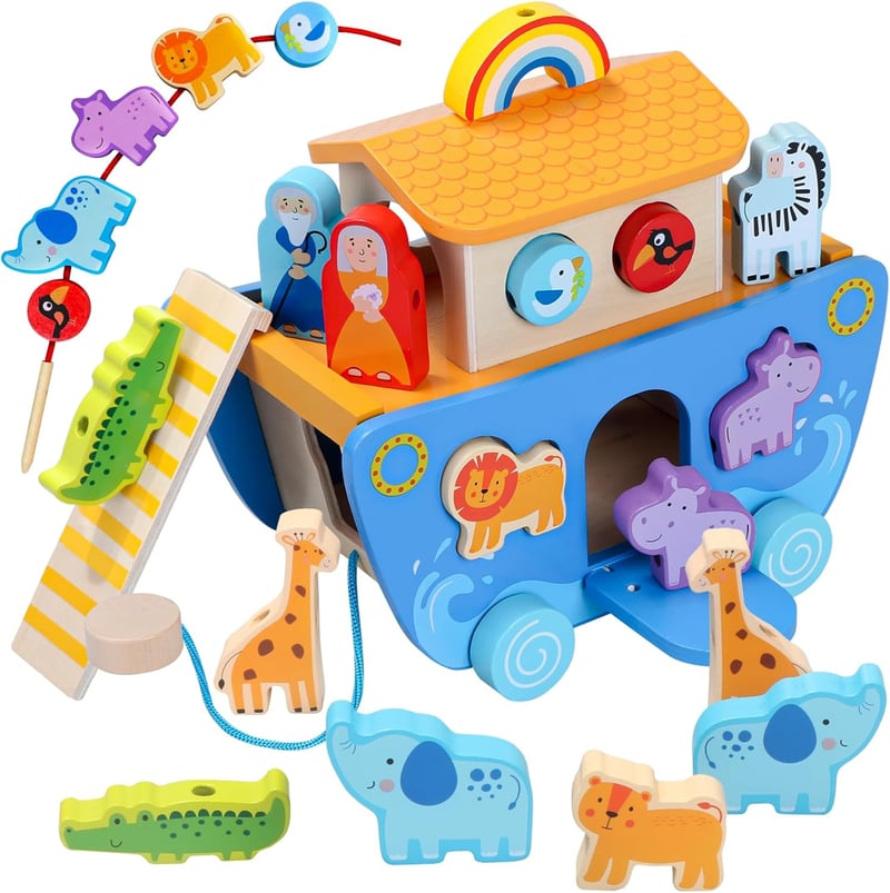 Baptism Wooden Noah's Ark Toy for Toddlers