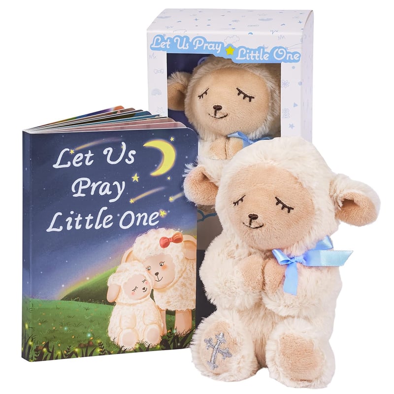 Baptism Gift Set for Boys with Plush Lamb & Prayer Book