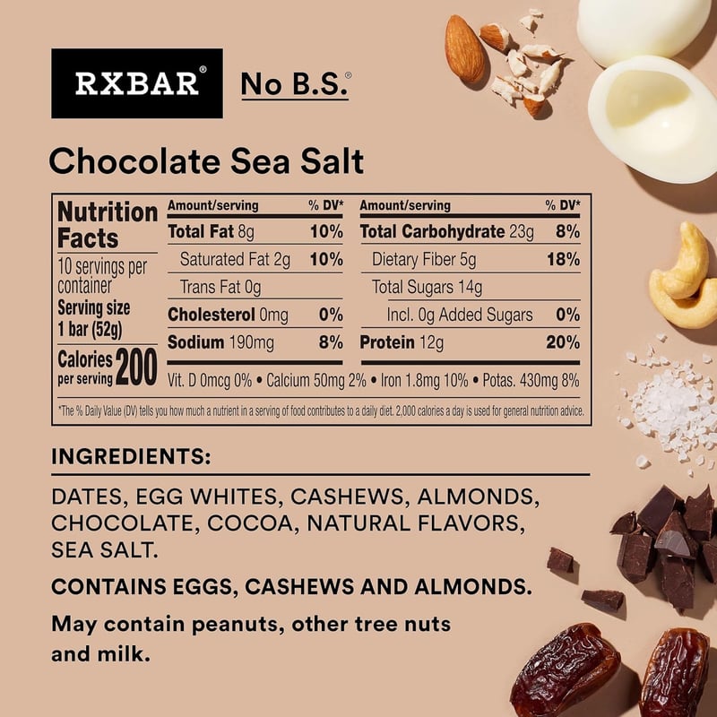 RXBAR Chocolate Sea Salt Protein Snack Bars Box