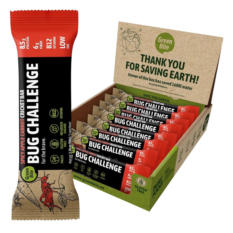 Cricket Protein Bars, Spicy Apple Carrot, Pack of 8