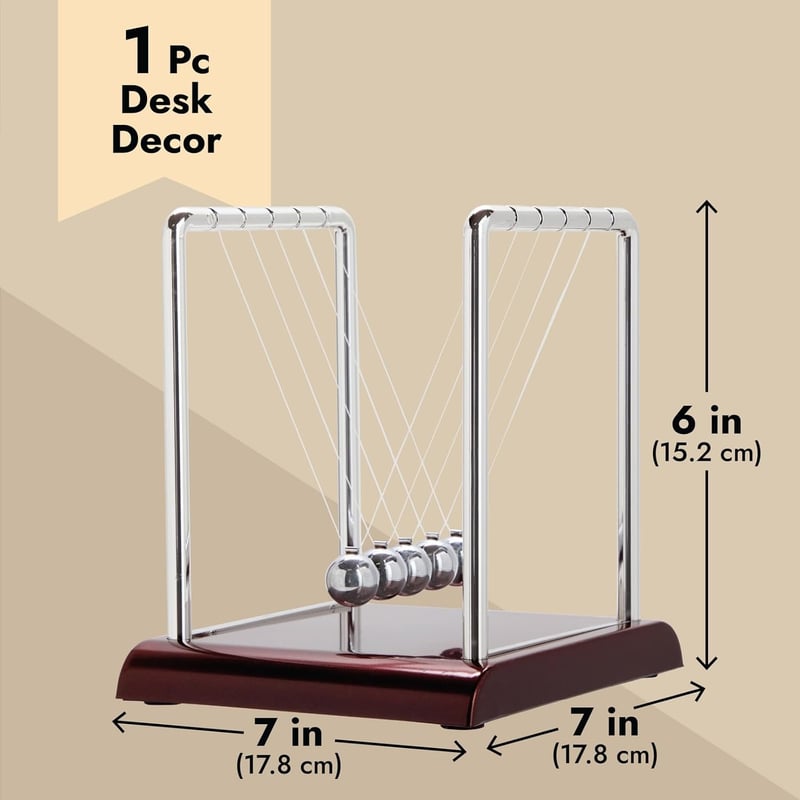 Newton's Cradle Kinetic Desk Toy (7x6x7 in)