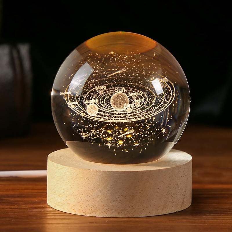 Astronomy 3D Crystal Ball, Engraved Universe Model