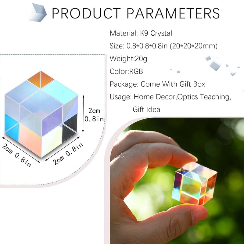 Teaching Gift: 20mm Crystal RGB Prism Cube