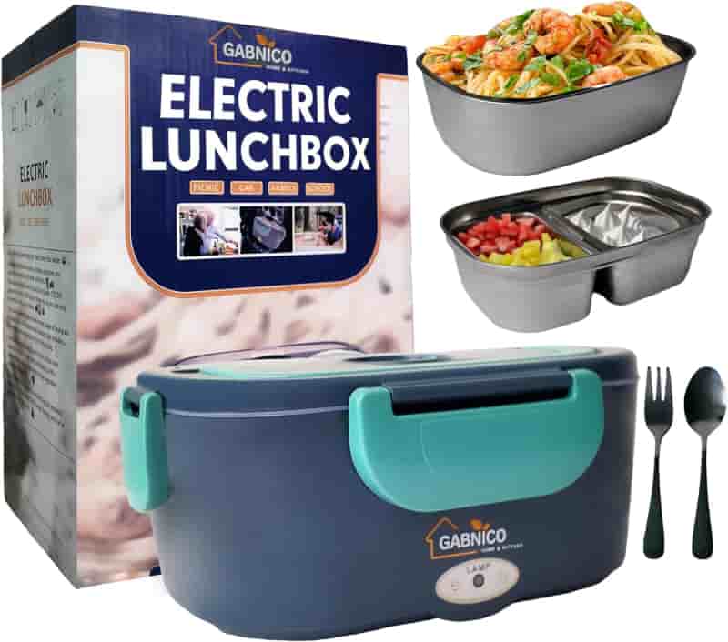 Portable Heated Lunch Box with Utensils & Bag