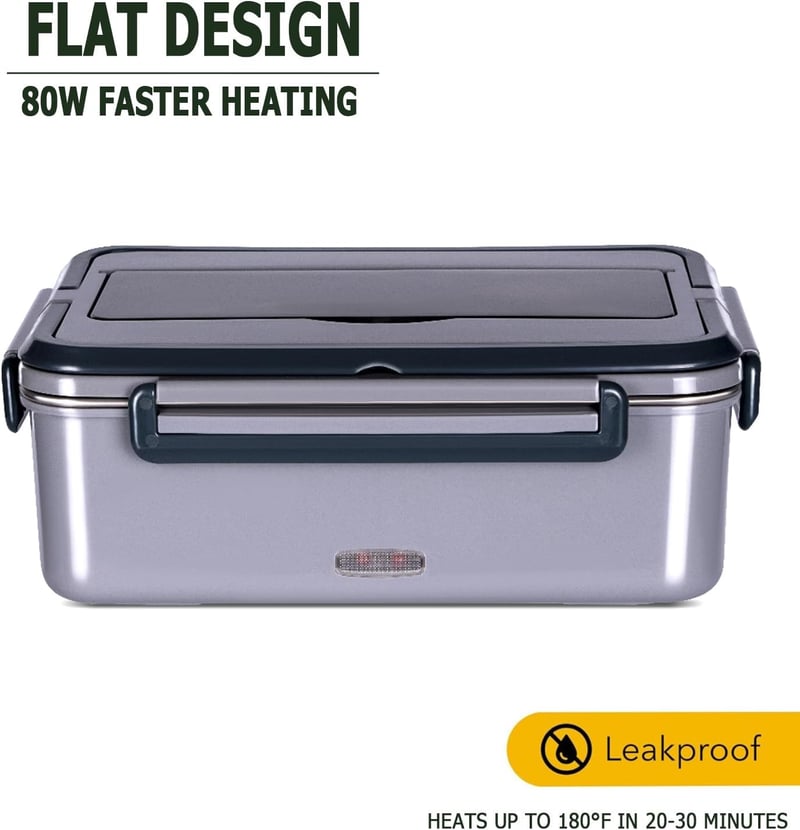 Heated Portable Lunch Box 60oz with Insulated Bag