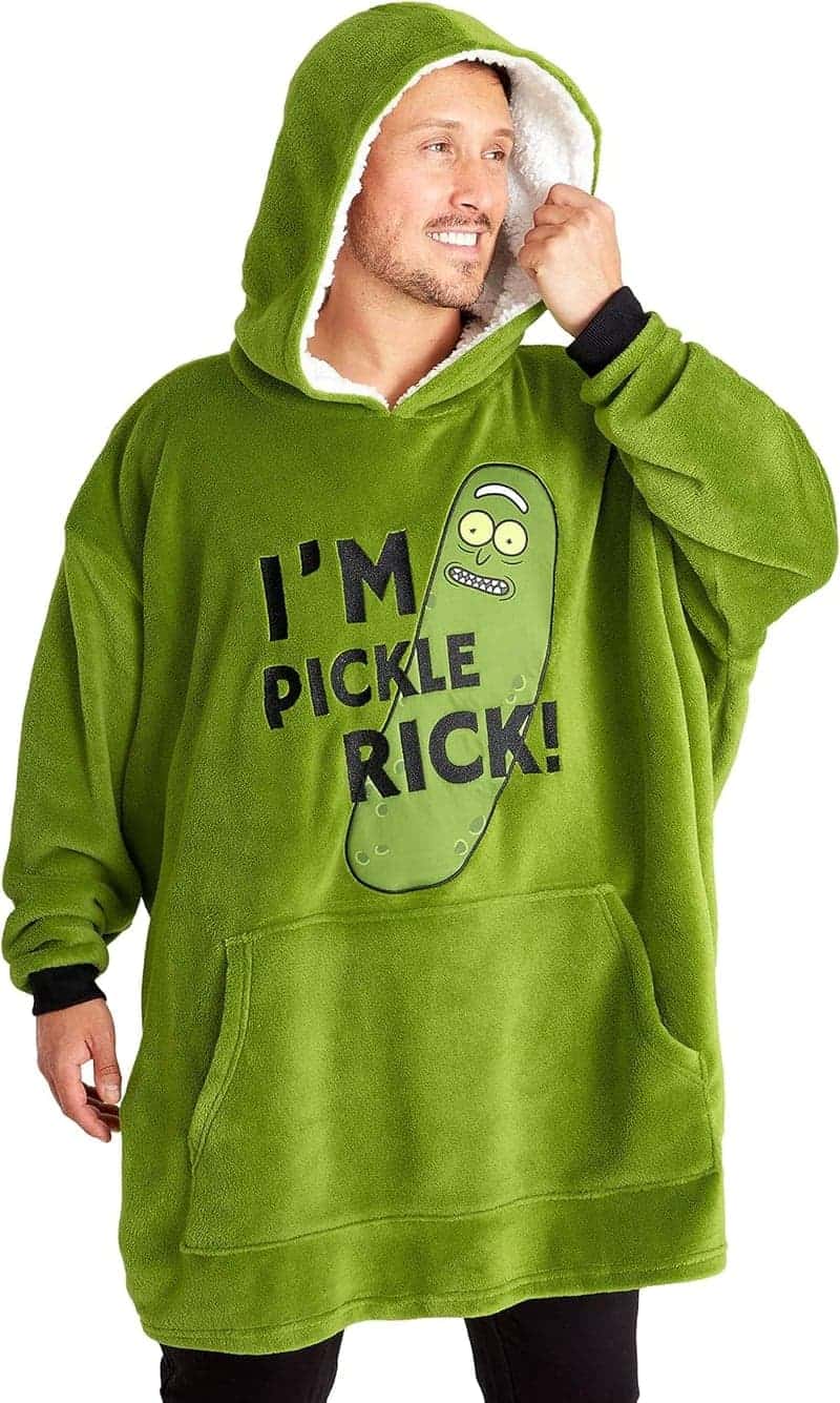 Funny Rick and Morty Fleece Hoodie Blanket for Men