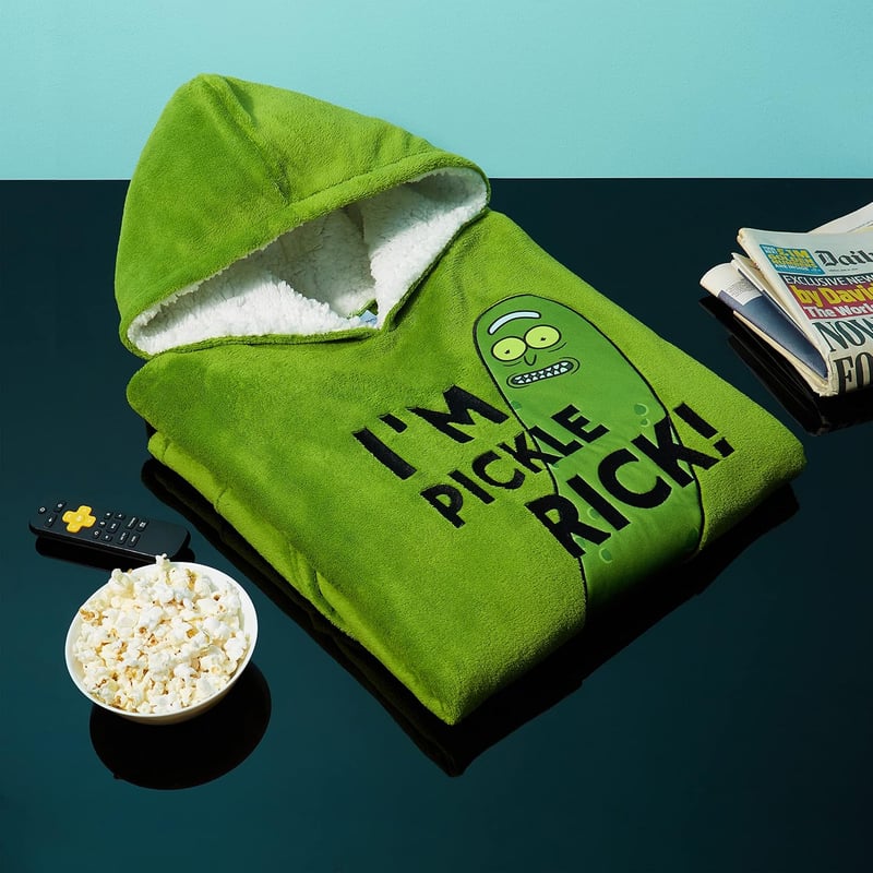 Funny Rick and Morty Fleece Hoodie Blanket for Men